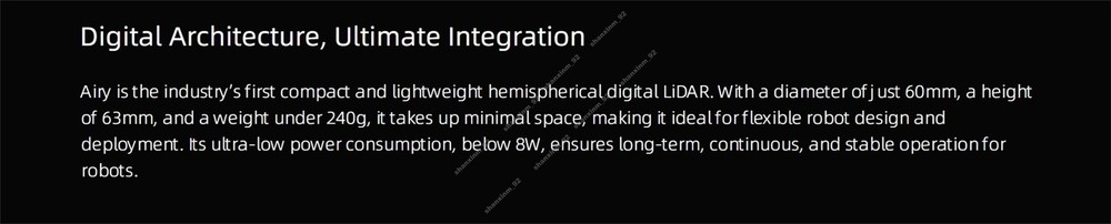 Airy LiDAR, 360° Hemispherical Digital LiDAR, Robot Sensor