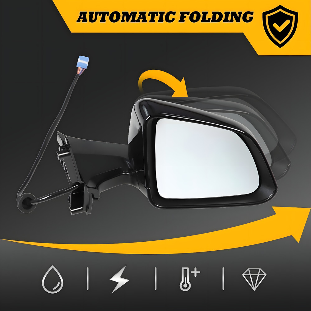 BLACK Passenger Side Mirror Power Fold Memory For Tesla Model Y 20-23 RH
