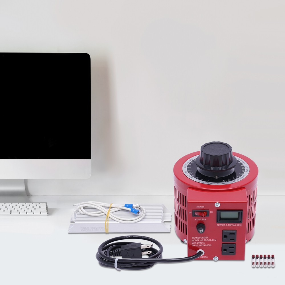 AC 0-130V Variac Transformer Variable Red Voltage Regulator Metered 2000VA 20Amp