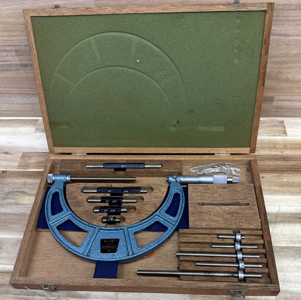 FOWLER -  0-5" .001" Micrometer Set in wood box (D72)