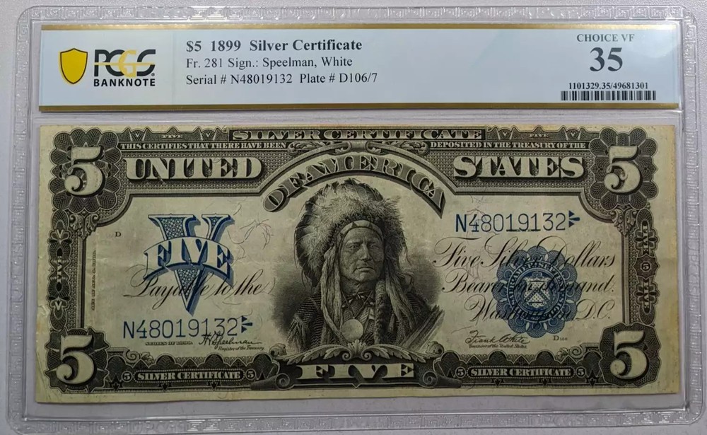 $5 1899 Silver Certificate Fr. # 281 PCGS VF 35