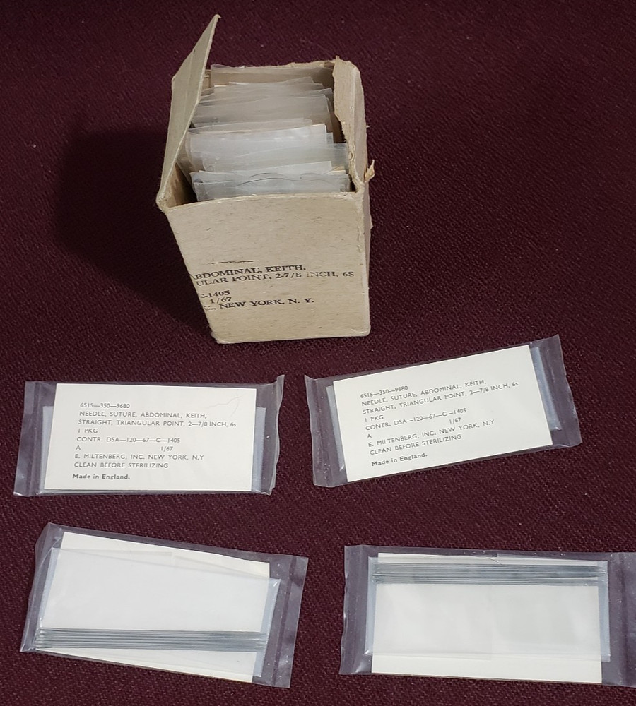 Abdominal Keith Suture Needles Straight Triangular Point 2 7/8 " Box Expired