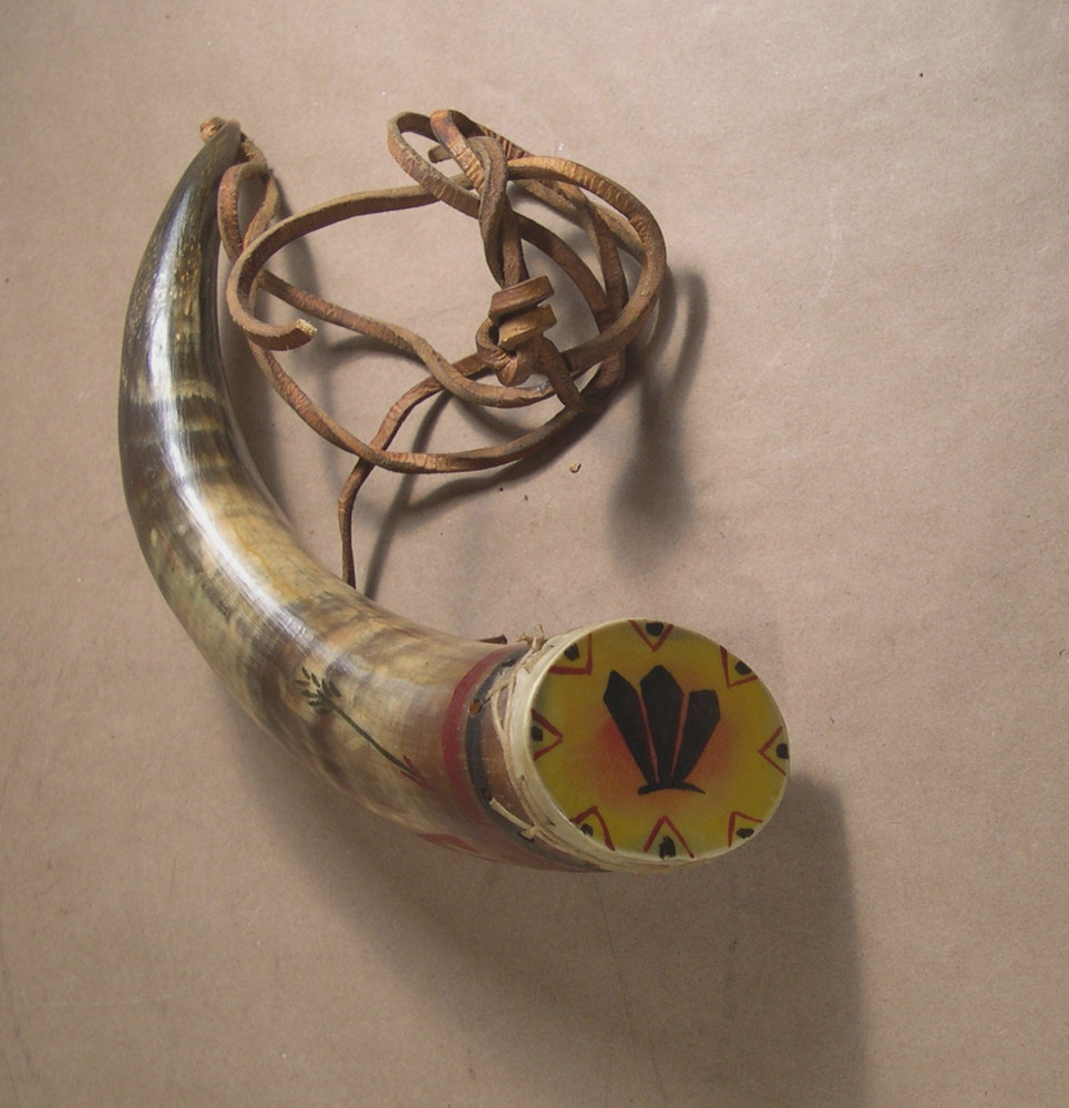 Vintage Powder Horn Native American Theme