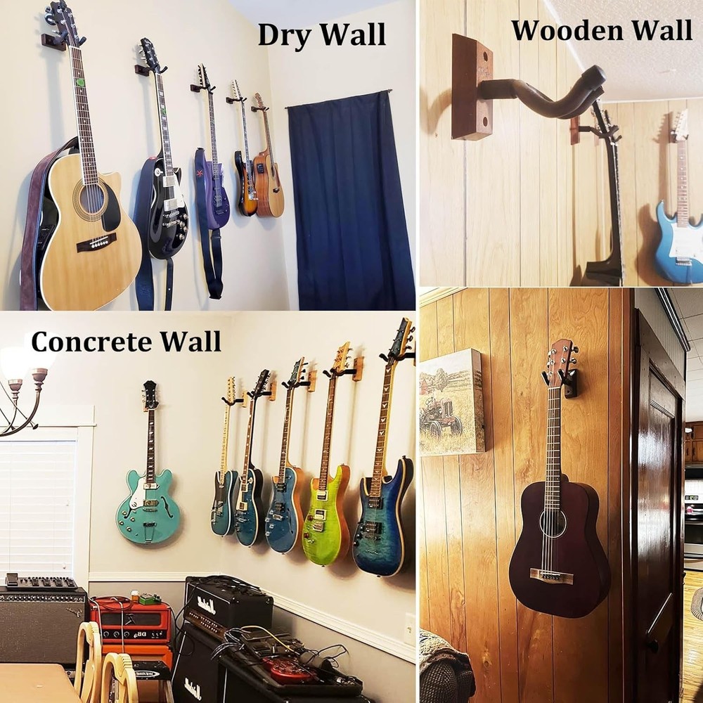 Handmade Solid Wood Guitar Wall Mount - Adjustable V-Shaped Hanger for Instru...
