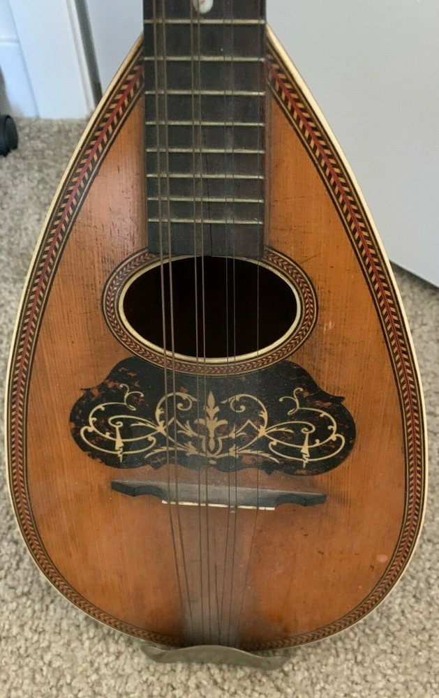Unbranded Vintage Antique Bowlback Mandolin With 1 String Missing