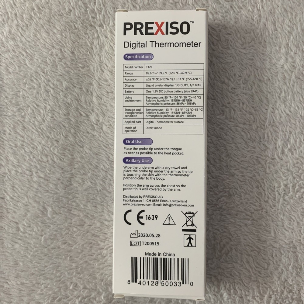 Prexiso Digital Thermometer Oral/Axillary Portable