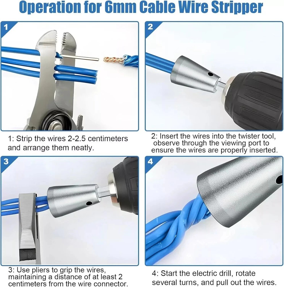 3x Wire Stripping Twisting Tool Electrical Drill Wire Stripper Cable Nut Twister