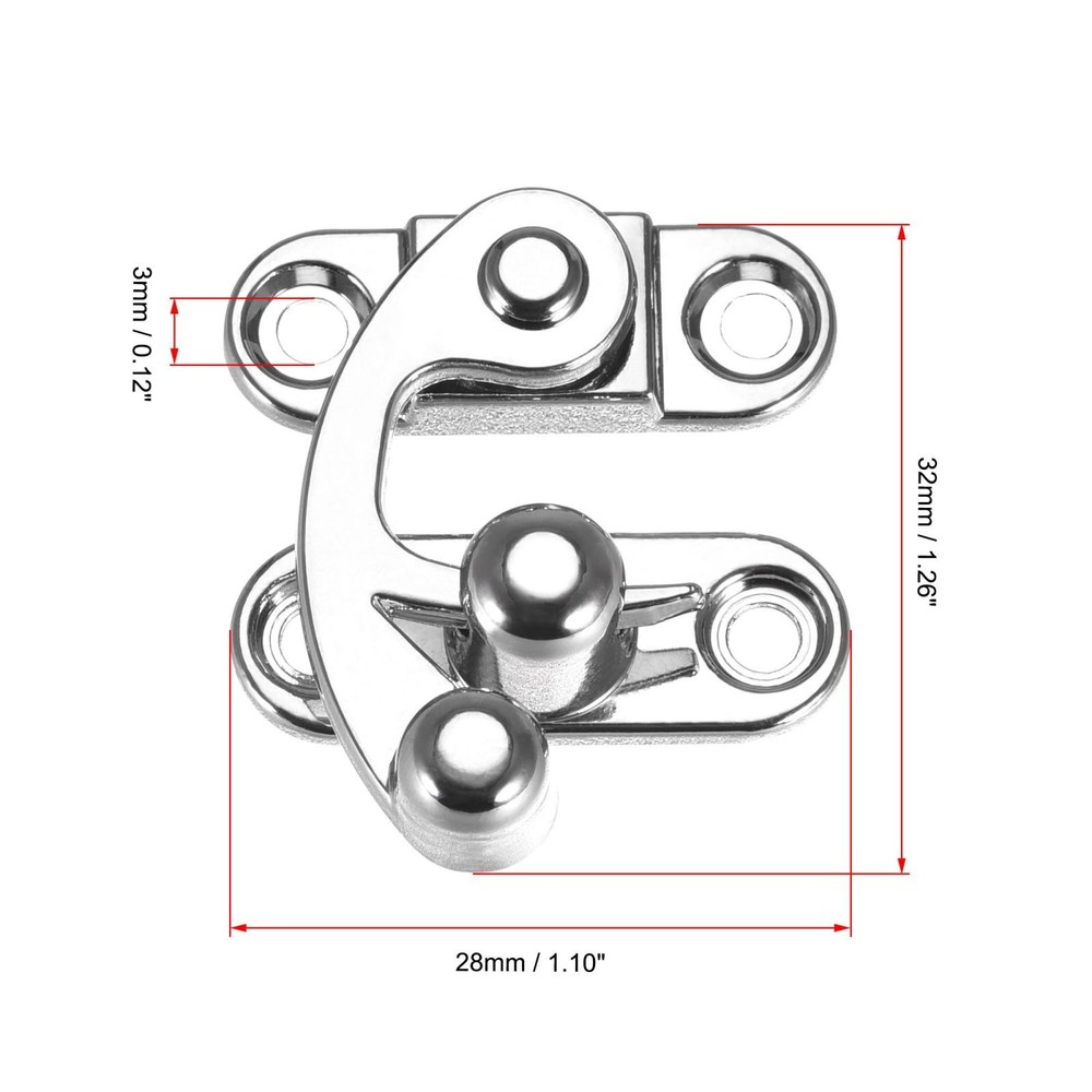 Right and Left Latch Hook Hasp Swing Arm Latch Silver Tone