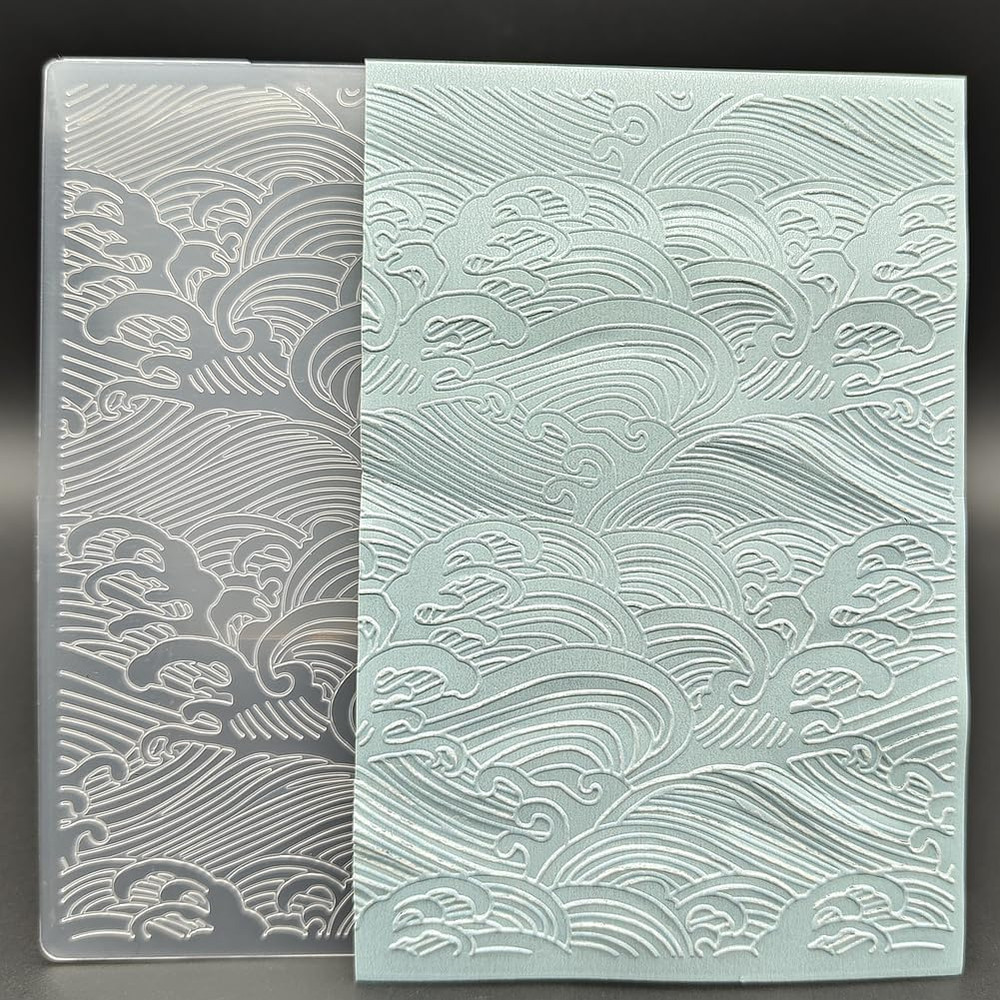 Plastic Embossing Folder A6 Size Sea Waving Pattern Paper Crafts Plastic Texture