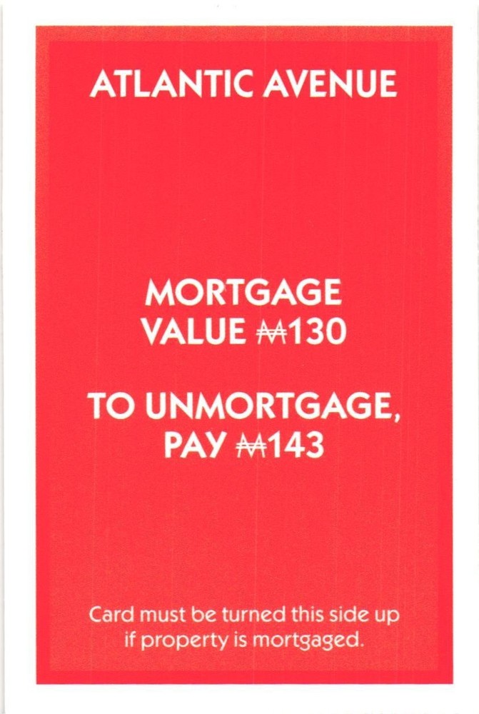 2021 Monopoly Card Atlantic Avenue
