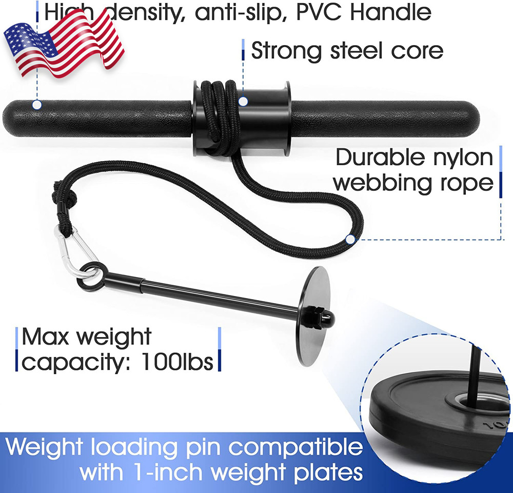 Wrist & Forearm Roller for Workout Training Standard Olympic Plates FREE SHIP