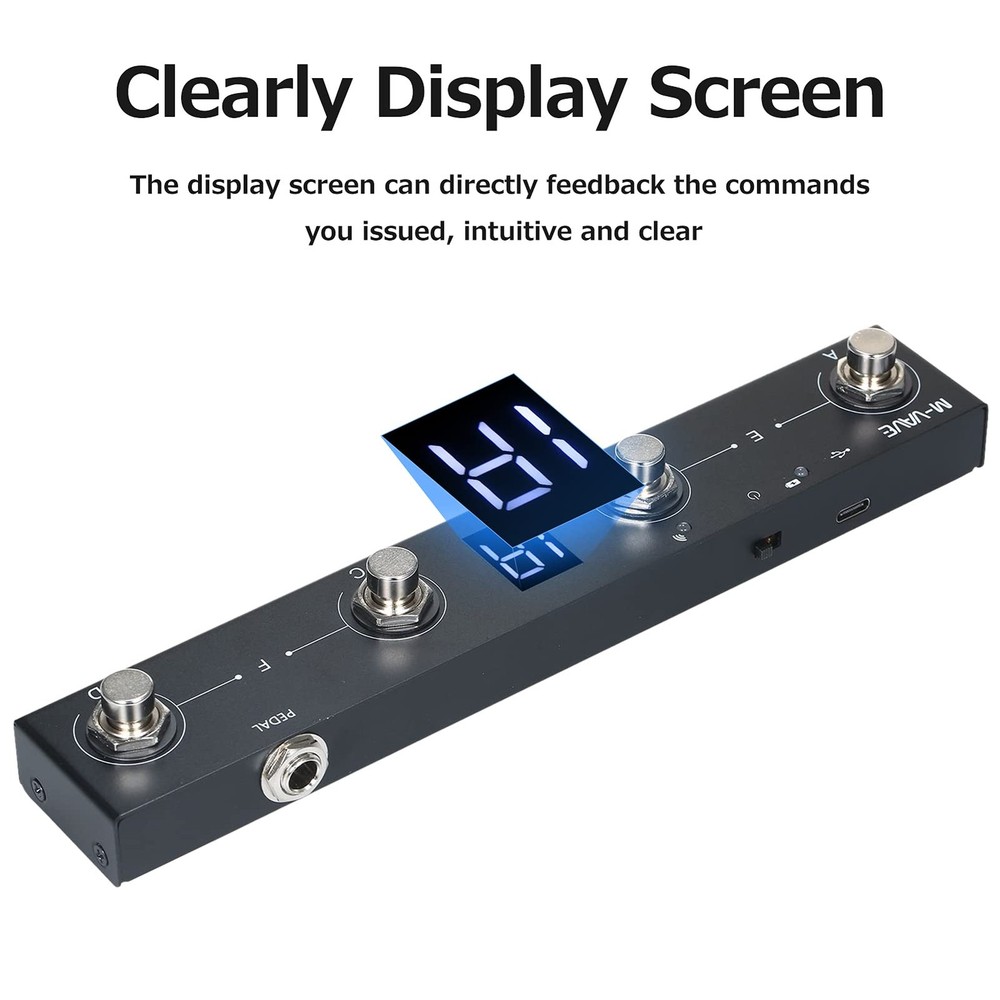 BT MIDI Foot Controller Wireless MIDI Controller Rechargeable 4 Buttons Pedal...