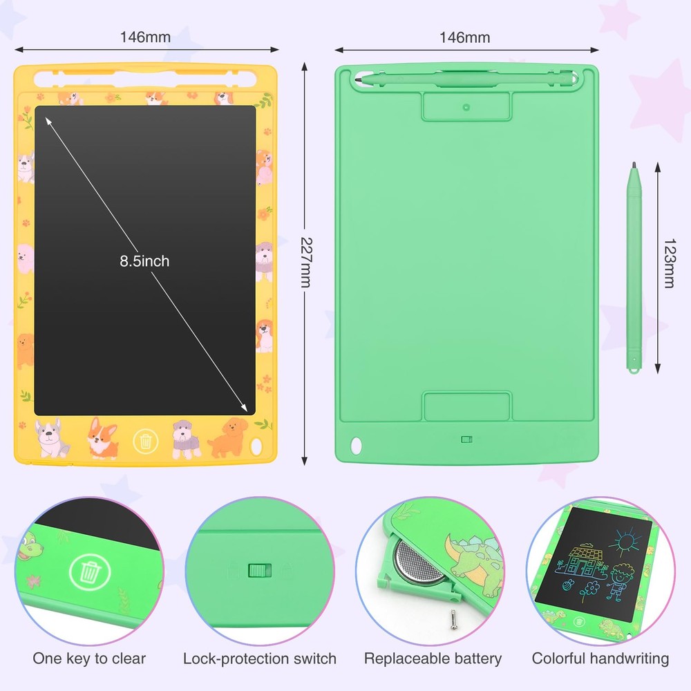 LCD Writing Tablet 8.5 Inch 2 Pack Colorful Screen Electronic Rainbow 2