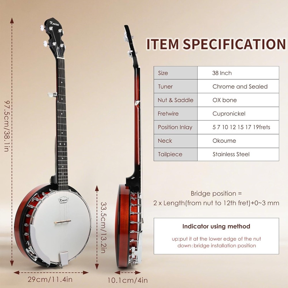 Beginner Full Size Banjo Instrument Starter Kit