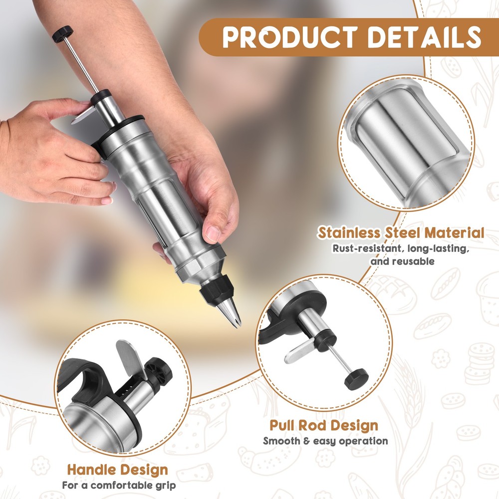 Dessert Decorating Set with Piping Tips/Cupcakes/Brush for Baking, Black