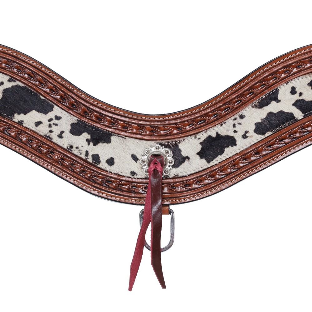 Range Wilds TRIPPING COLLAR Medium/Dark Triangle Tooled Leather Hair on COWHIDE