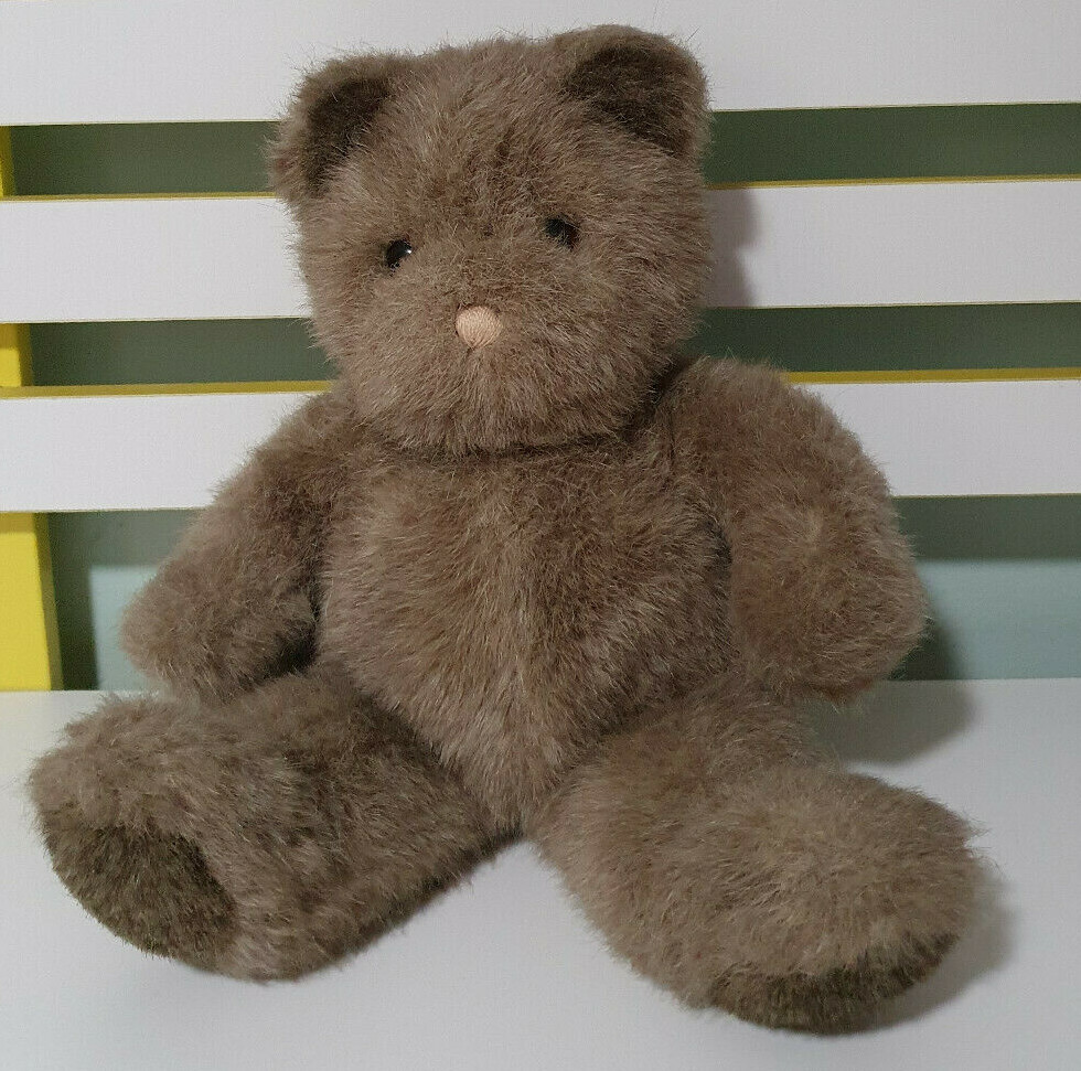 GUND TEDDY BEAR 1986 BROWN PINK STRING NOSE 30CM