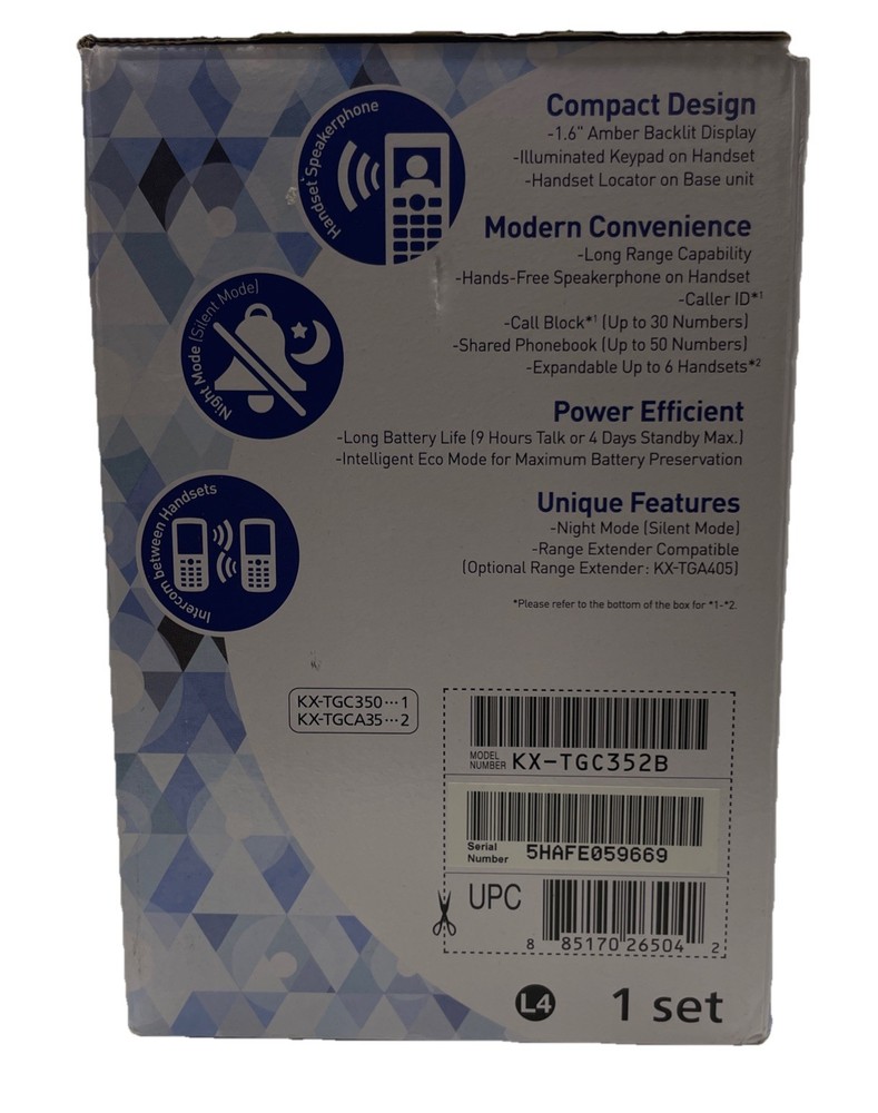 Panasonic KX-TGC352B Cordless Phone System