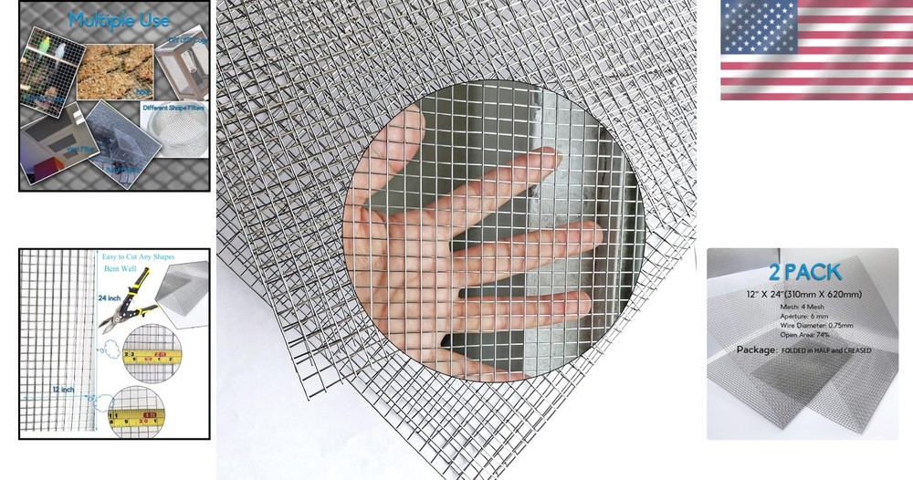 2-Pack 12x24 Stainless Steel Welded Wire Mesh - Rust-Proof & Durable