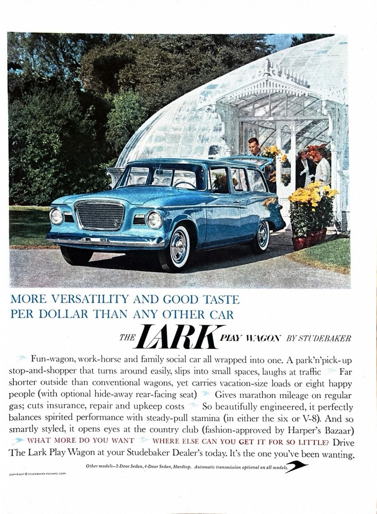 1959 STUDEBAKER LARK Large Vintage Print Advertisement Station Wagon