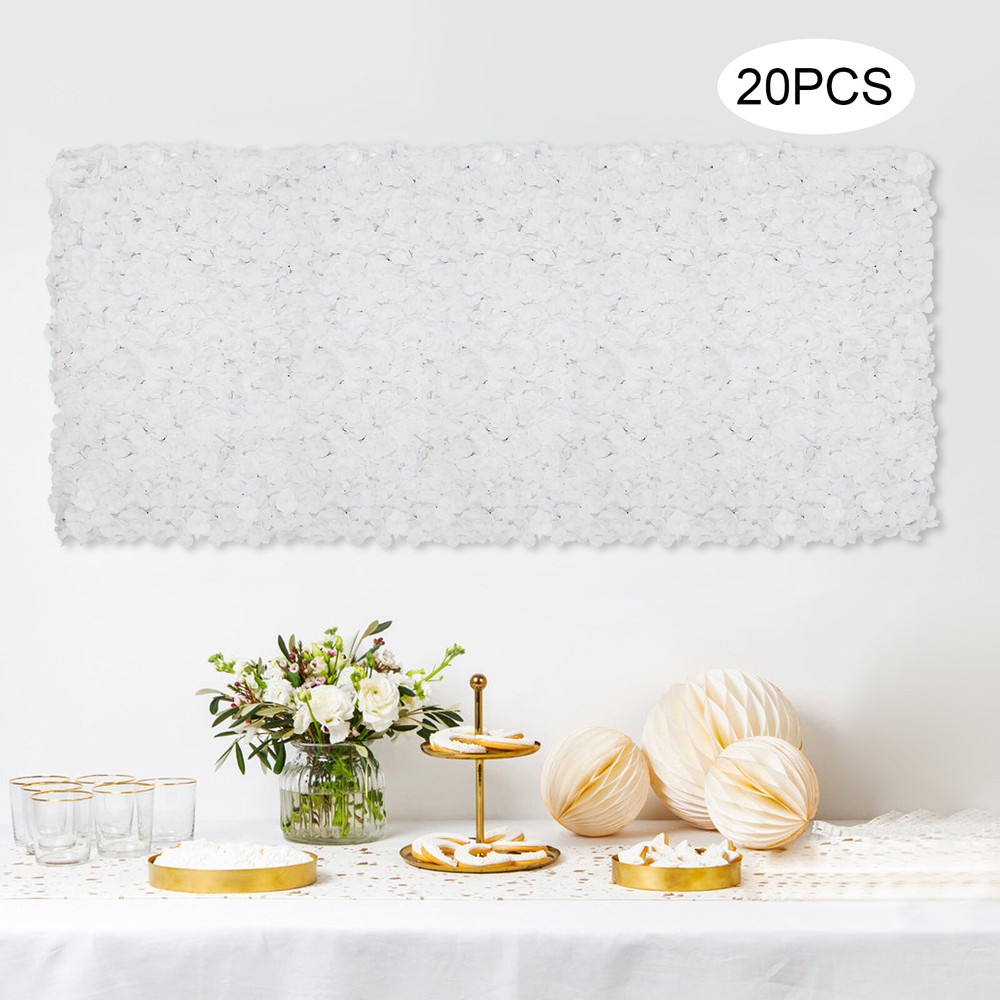 20Pcs Flower Panel White Artificial Flower Wall Panel Flower Backdrop Wall Decor