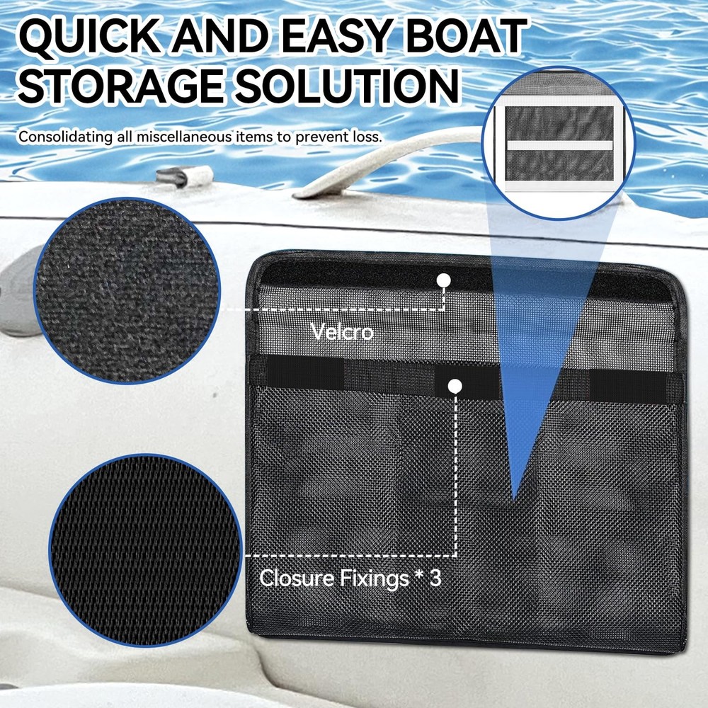 Boat Storage Bag, Boat Storage Caddy Organizer, Reflective Leak-Proof Mesh Ba...