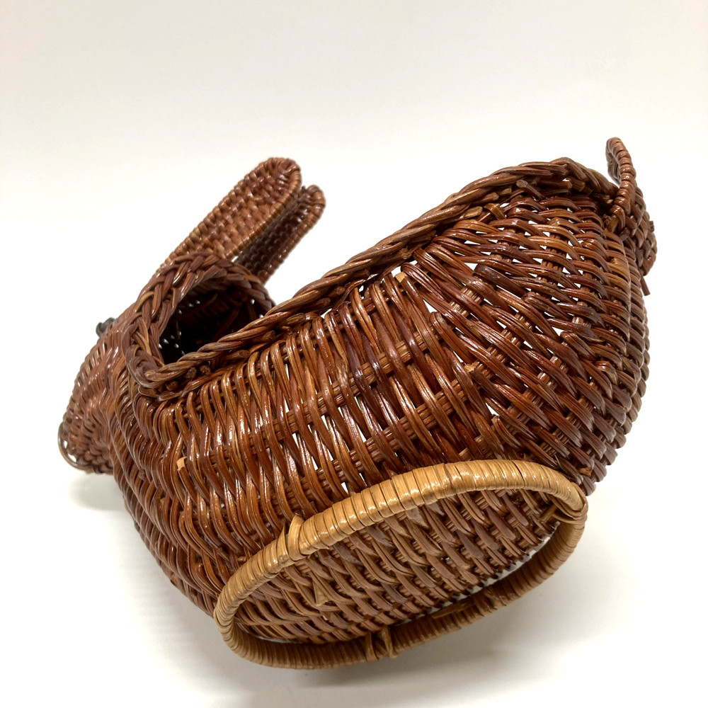 Bunny Rabbit Dark Brown Wicker Bread Basket Centerpiece