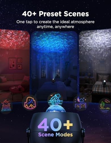 Star Light Projector with Ocean Wave Effects, 40+ Scene Modes, LED Night Light,