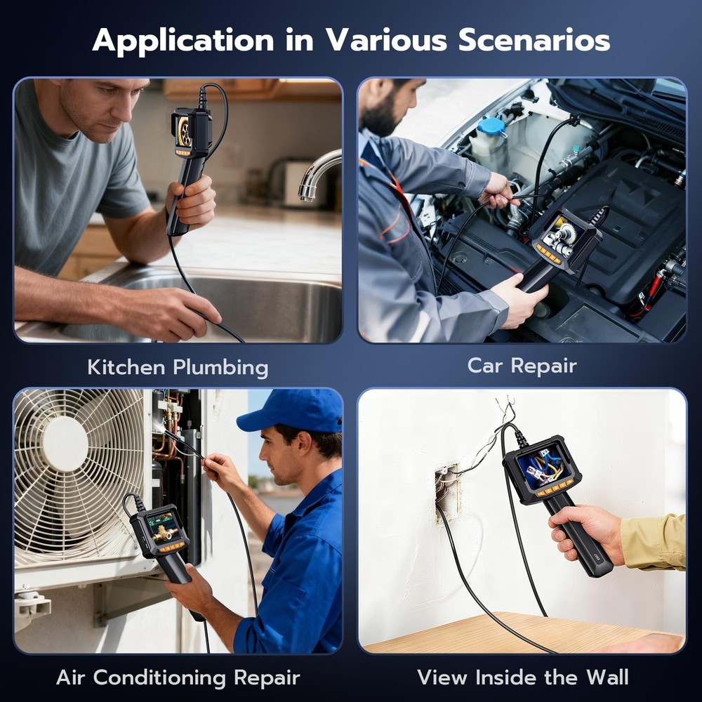 Endoscope Camera with Light, 2.8" IPS 1080P HD Handheld Borescope, 8 Adjustab...