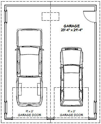 24x30 2-Car Garage -- 720 sq ft -- PDF Floor Plan -- Model 3