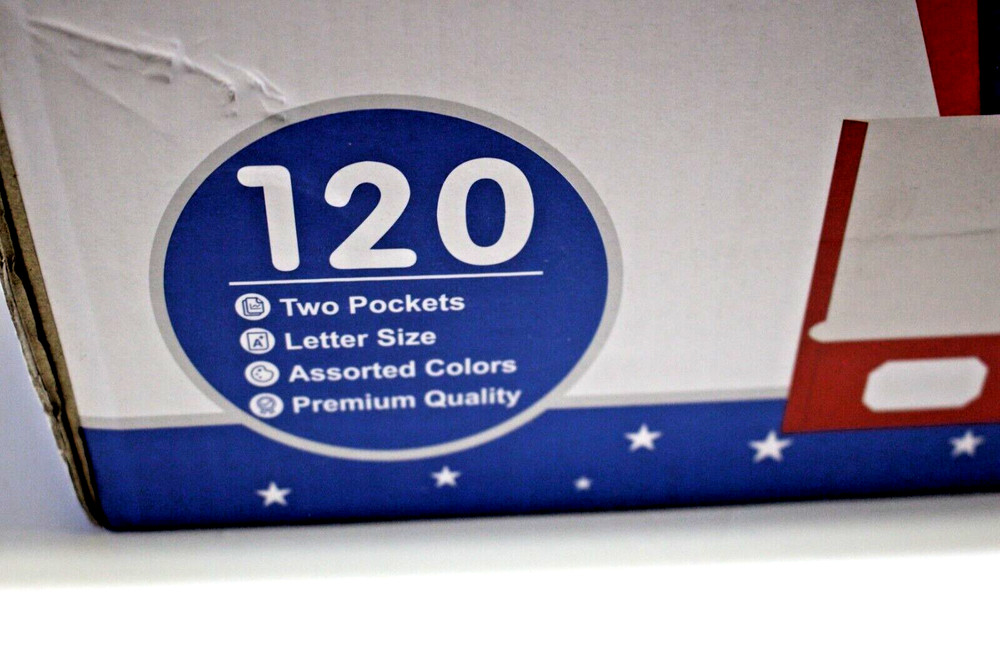 120 PACK BSTOYDER TWO POCKET FILE FOLDER ASSORTED COLORS