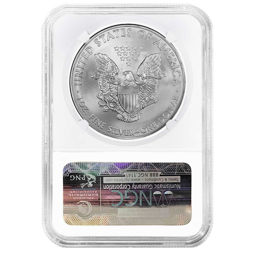 2014 $1 American Silver Eagle NGC MS70 ER Blue Label