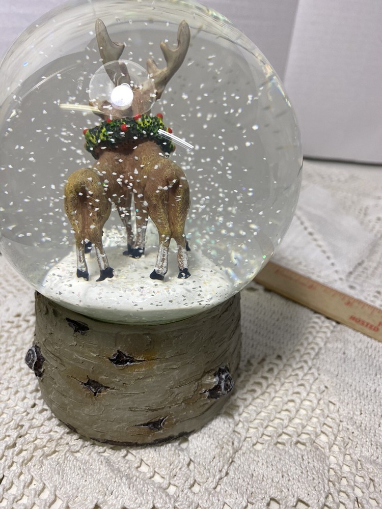 Martha Stewart 7” Stag&doe Snowglobe Musical Pristine E75