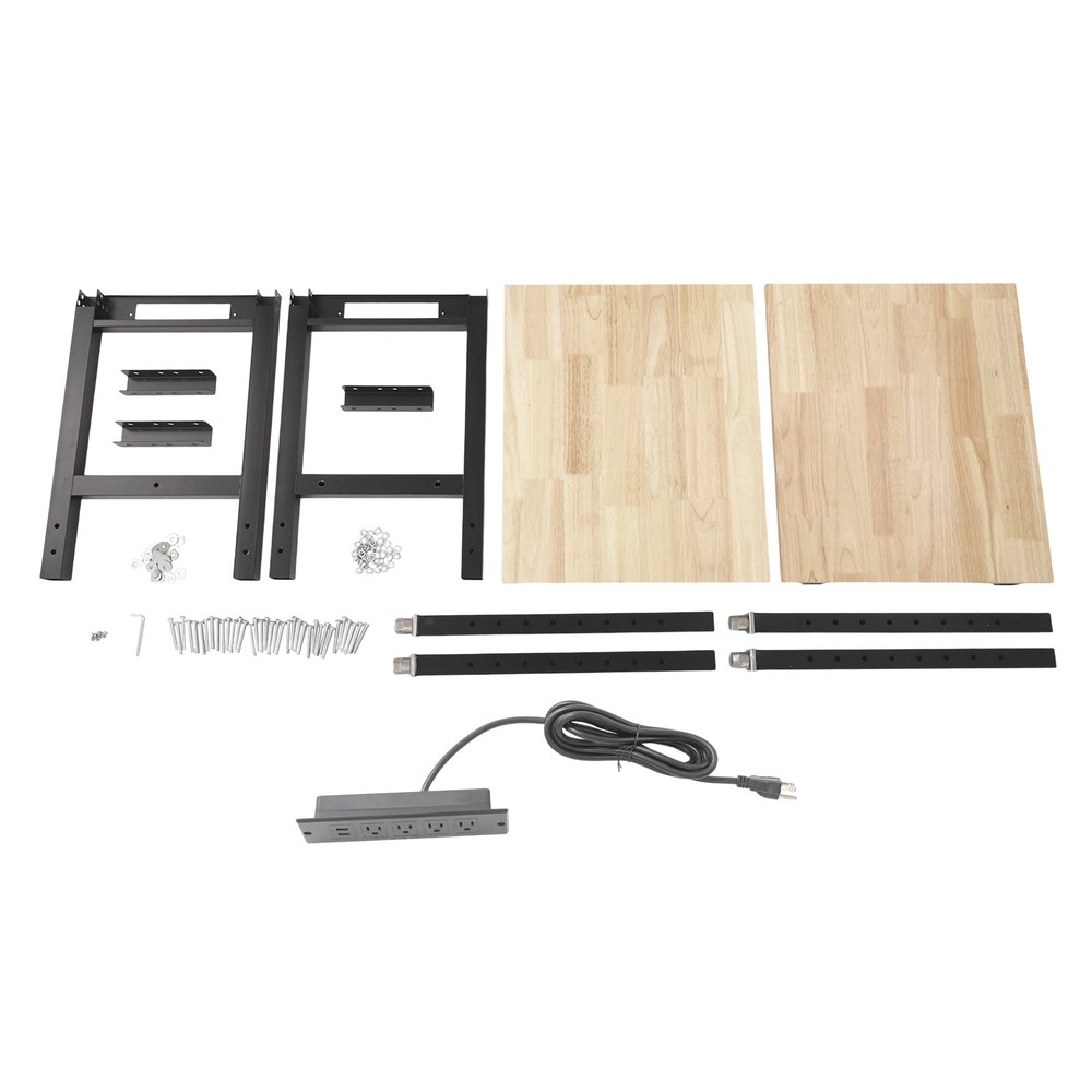 Height Adjustable Workbench with Power Outlets Heavy-Duty Work Table 110V