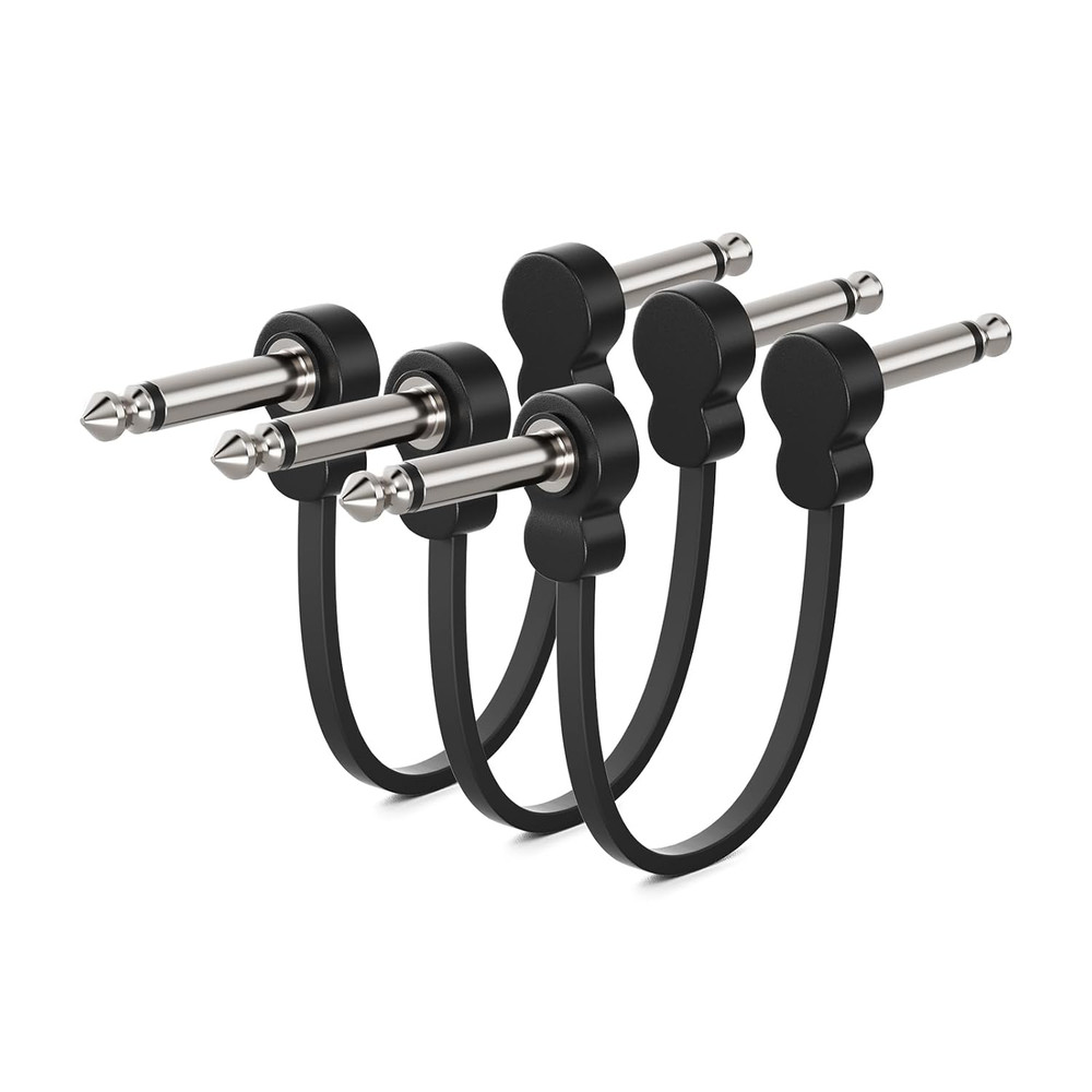 3 Pack Guitar Patch Cables, Premium 5 Inch Right-Angle 1/4" TS Pedal Board Ca...