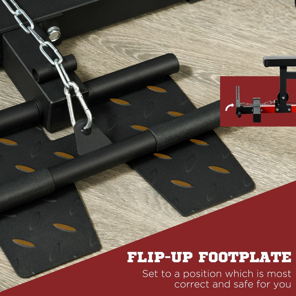 Soozier Lat Pull Down Machine Cable Station with Flip-Up Footplate, Red