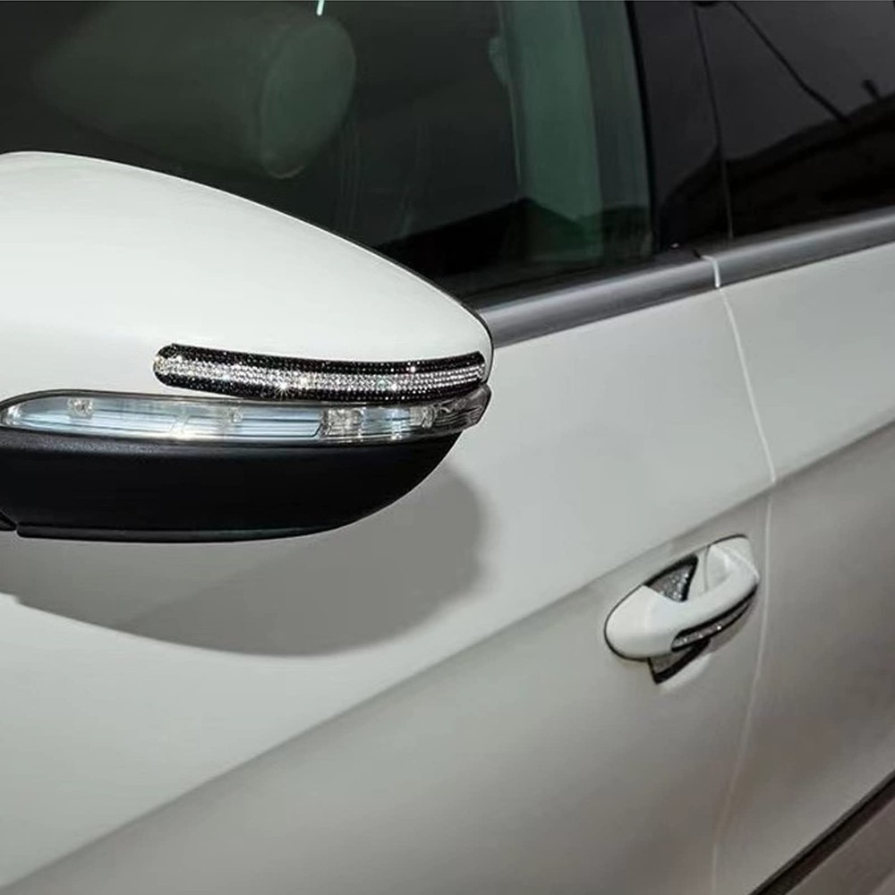 BetterJonny 10PCS Crystal Car Door Handle Scratches Protector, Black + White