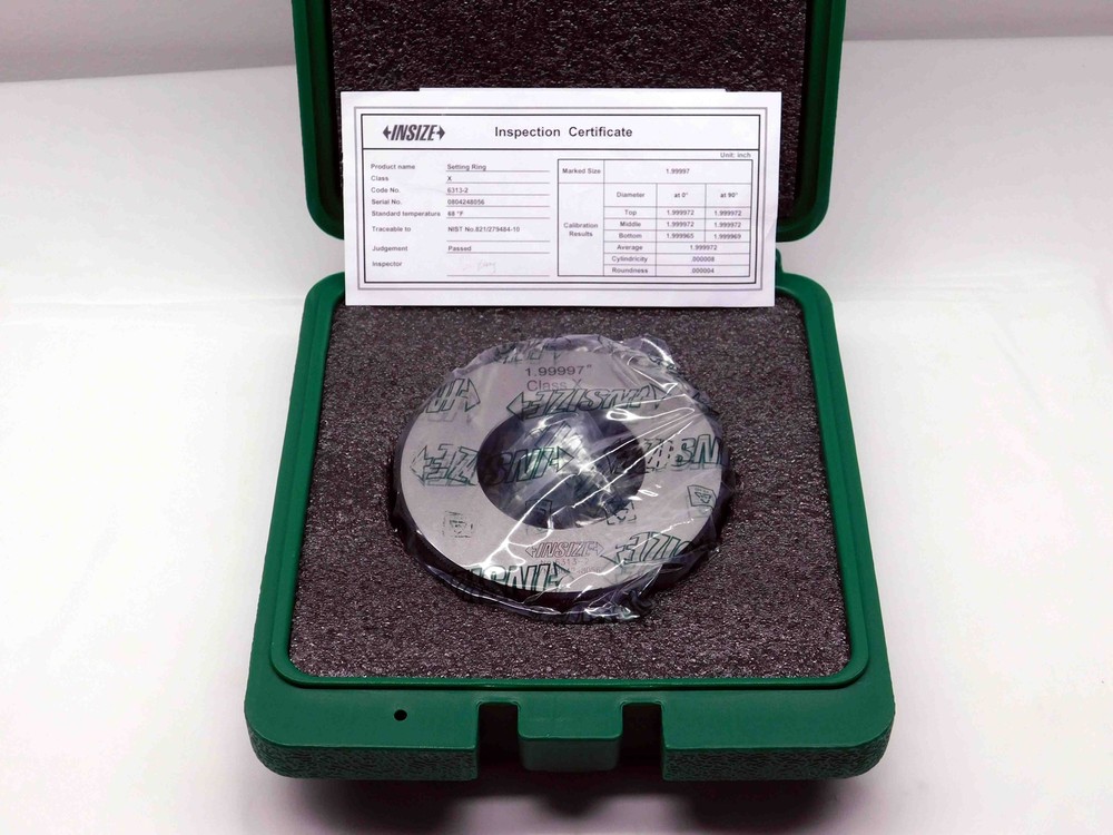 INSIZE 2" CLASS X MASTER PLAIN BORE SETTING RING GAGE 2.0 ONSIZE 50.8mm #6313-2