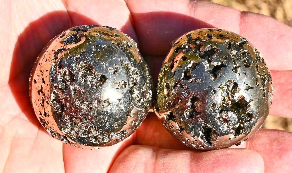 TWO Pyrite Spheres, from Peru