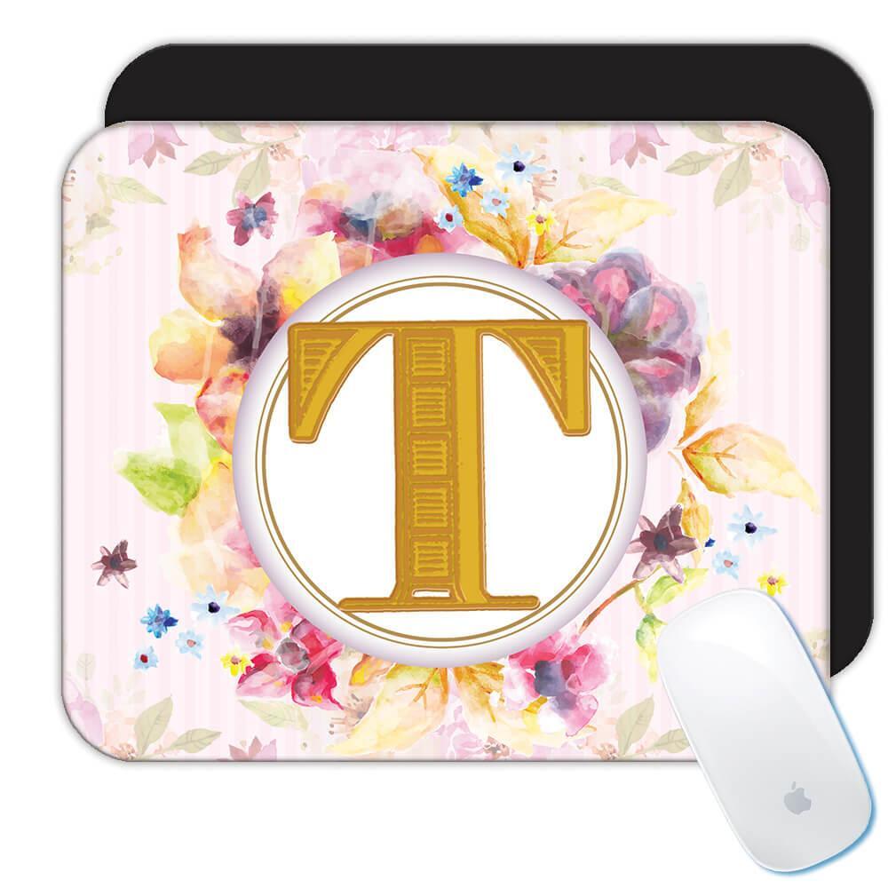 Gift Mousepad : Monogram Letter T Name Initial Alphabet ABC