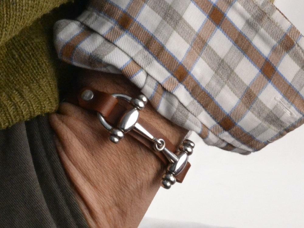 snaffle bit leather bracelet