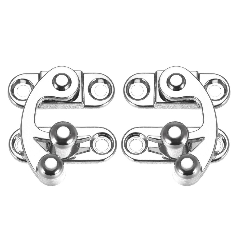 Right and Left Latch Hook Hasp Swing Arm Latch Silver Tone 2 Set