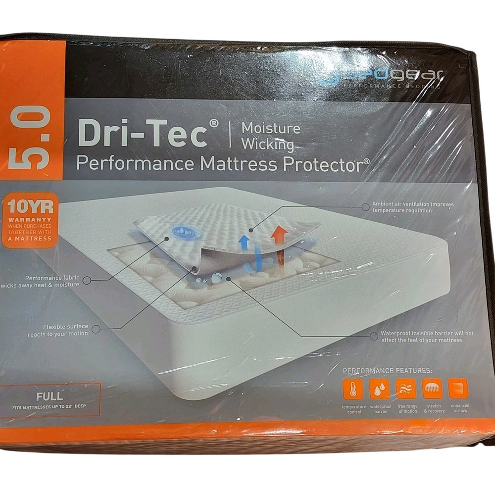 BEDGEAR Dri-Tec Performance Mattress Protector, Moisture Wicking, Full (NEW)