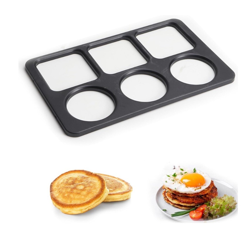 Griddle Egg Ring Tray Non-Stick Egg Ring Molds Square And Round For 6 Eggs