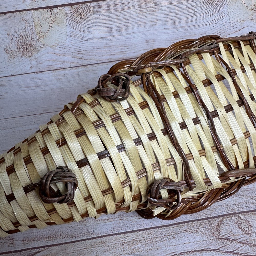 Cornucopia Horn of Plenty Rustic Woven Lined Wicker Basket Fall Thanksgiving