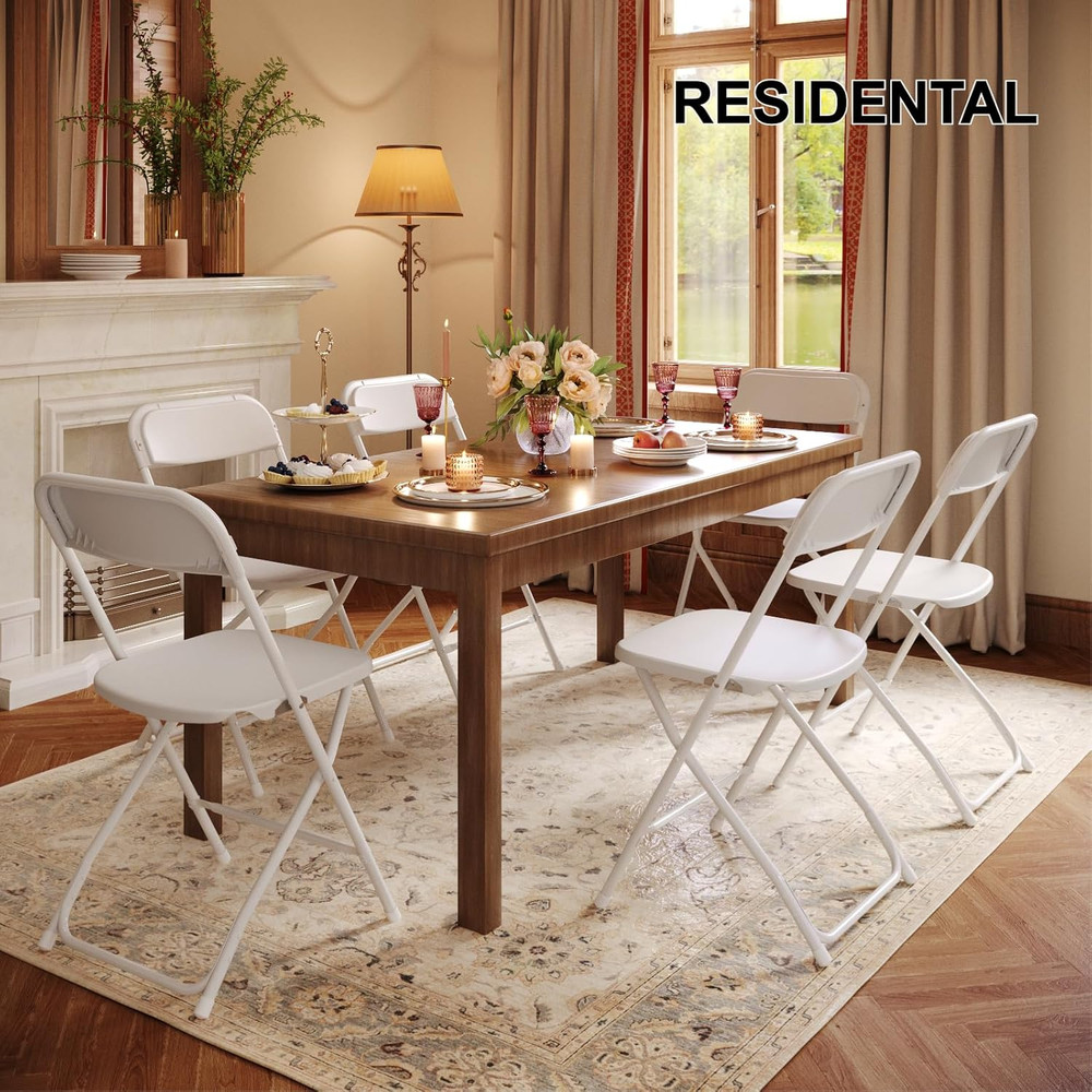 10 Pack White Folding Chairs, Portable Party Chairs, Plastic Folding Chair,Stack