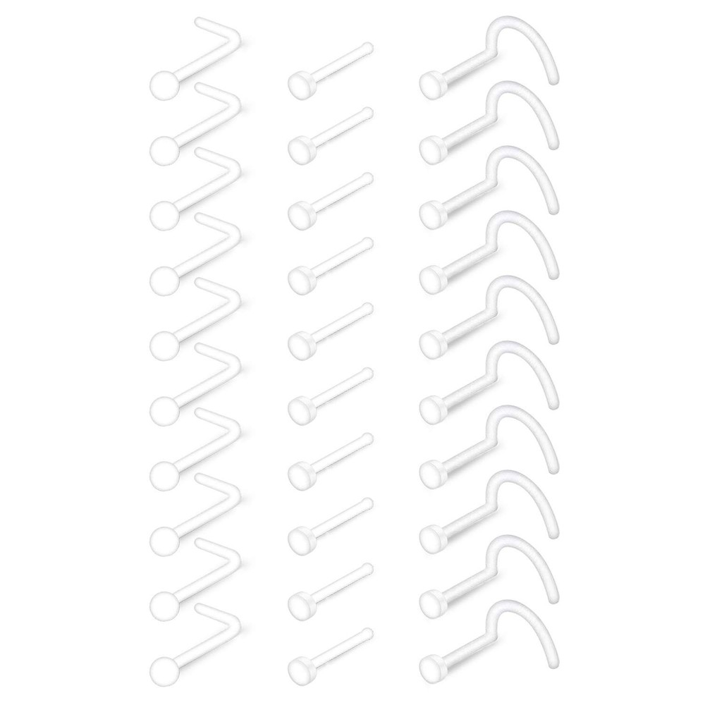 MODRSA Clear Nose Rings & Studs - Plastic Nose Piercing Retainers - 16g, 18g,...