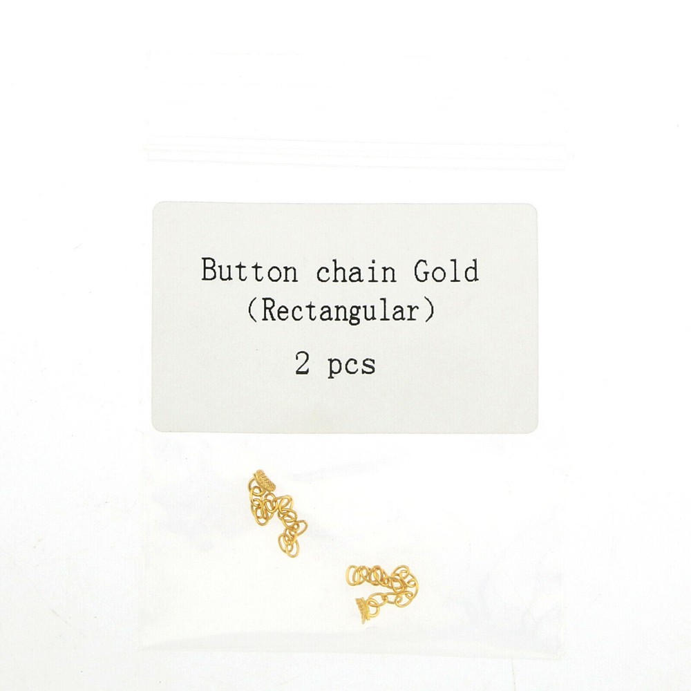 10 Pcs Dental Orthodontic Traction Chain Gold Plated Lingual Button Rectangular