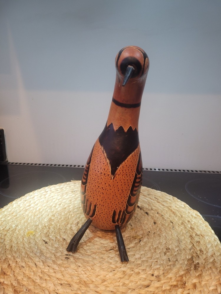Hand Carved Gourd Decorative Figurative Peruvian Bird