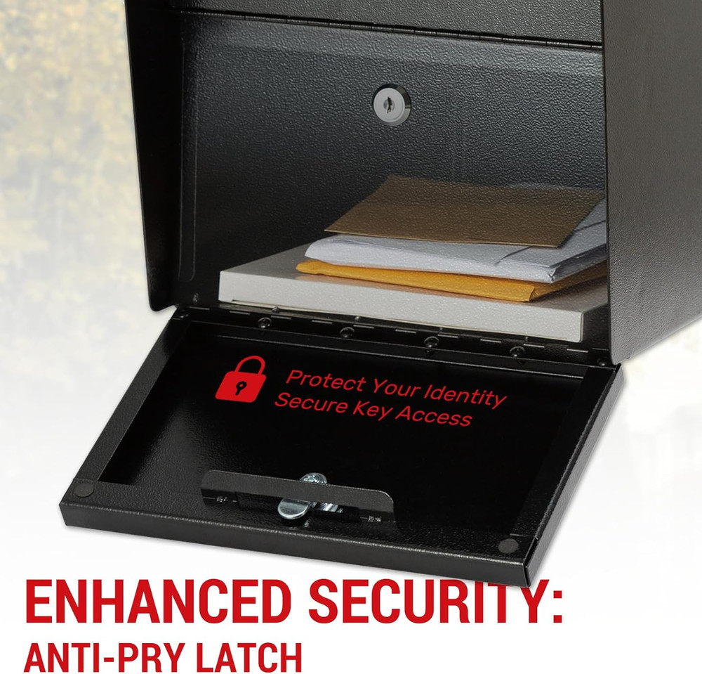 Secure All-Metal Locking Mailbox with 2 Keys - Modern Black Design